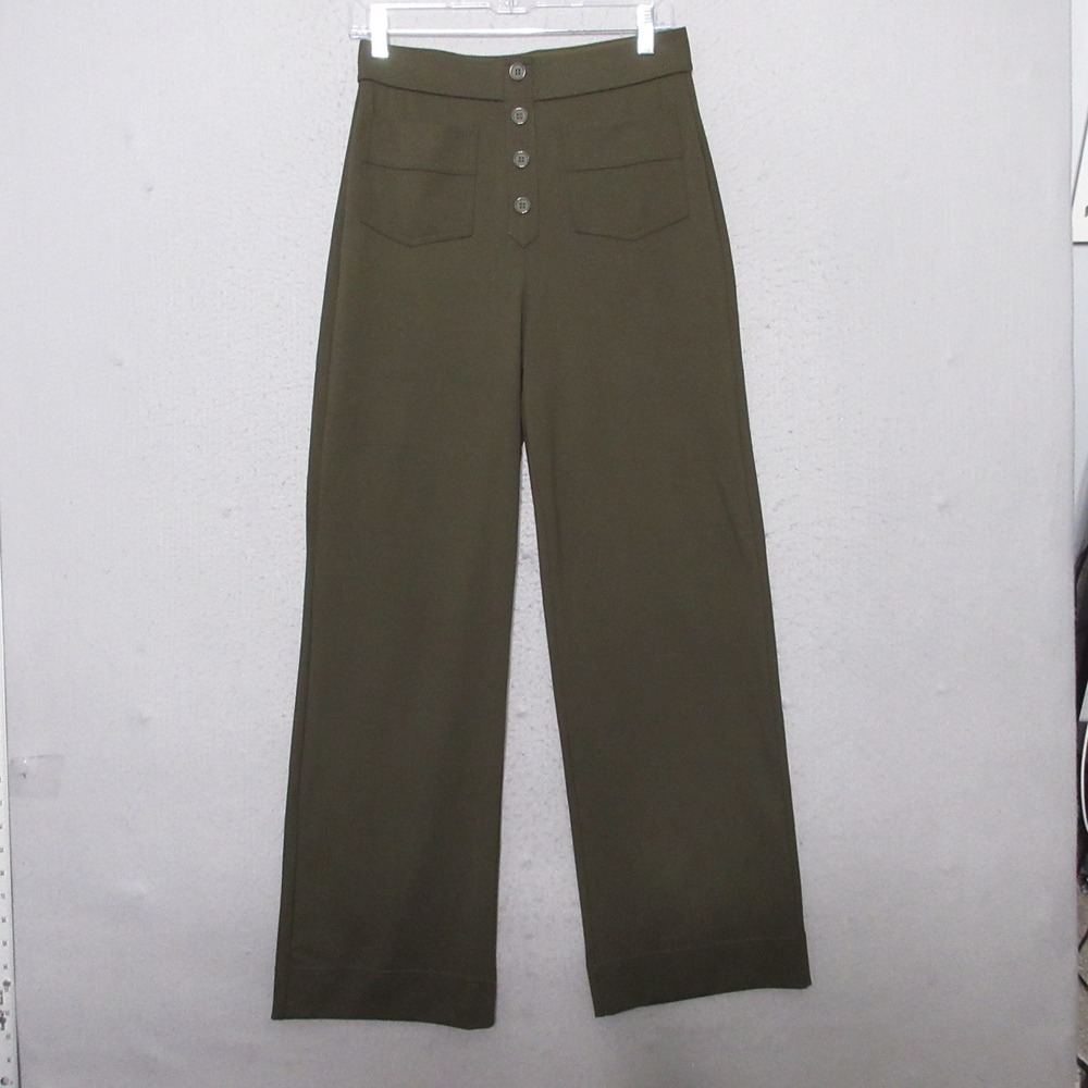 Halara Pants Medium Green Day Stretch High Waisted Pockets Straight Leg Casual
